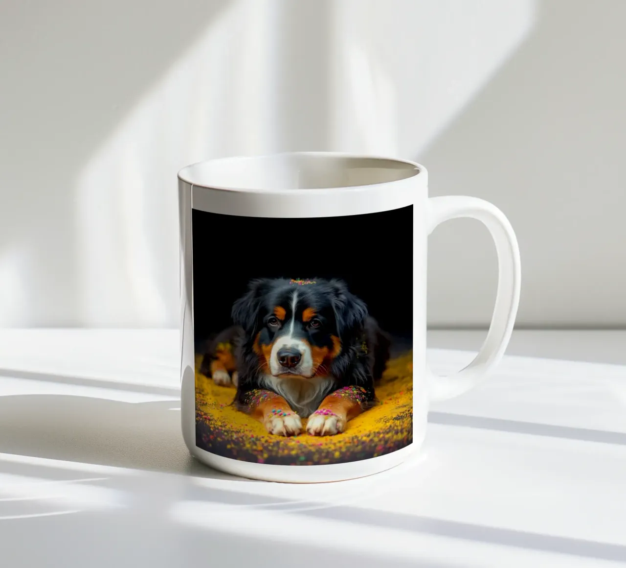 The colorful Bernese Mountain Dog #70 ceramic mug by Yumis.Beargang.and.Me