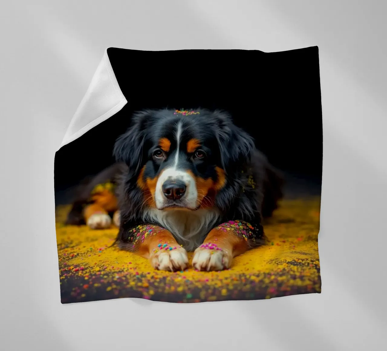 The colorful Bernese Mountain Dog #70 fleece blanket by Yumis.Beargang.and.Me