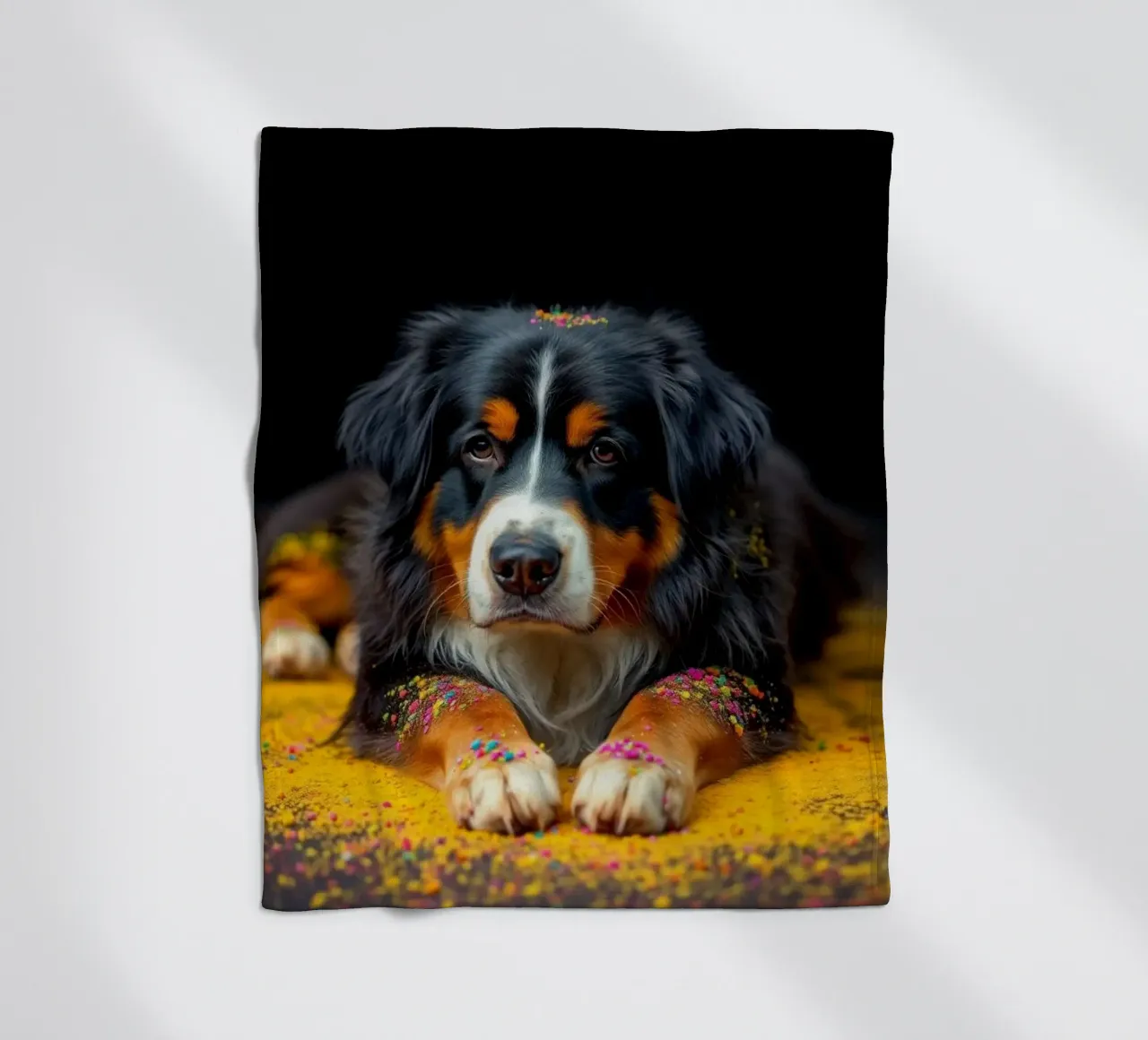 The colorful Bernese Mountain Dog #70 fleece blanket by Yumis.Beargang.and.Me