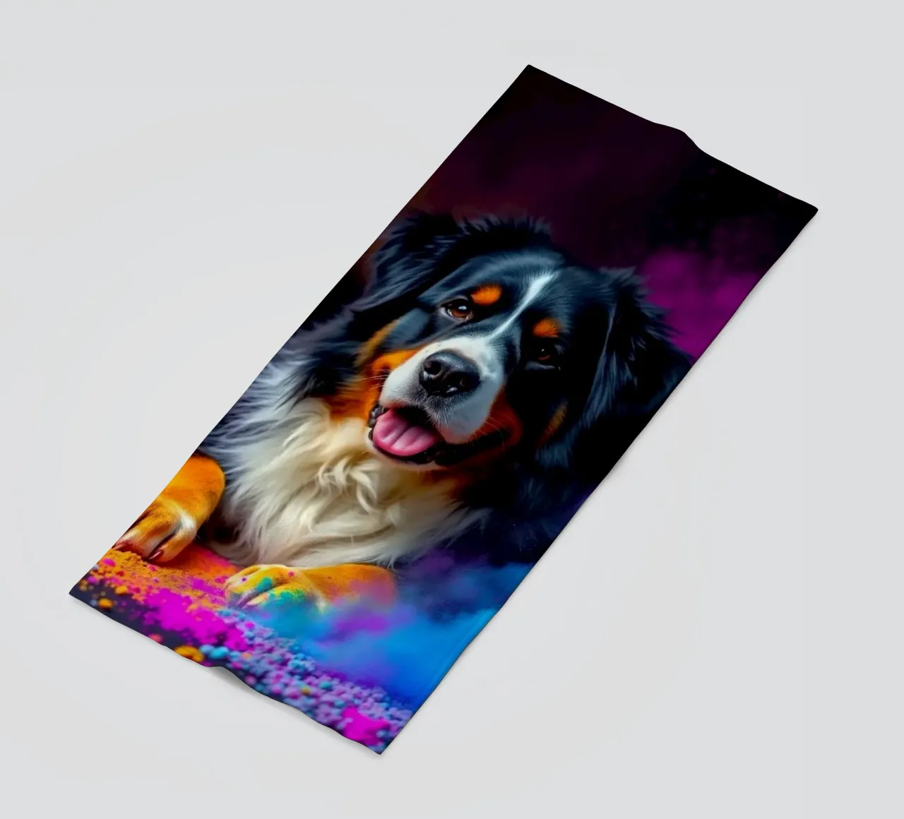 The colorful Bernese Mountain Dog #71 beach towel by Yumis.Beargang.and.Me