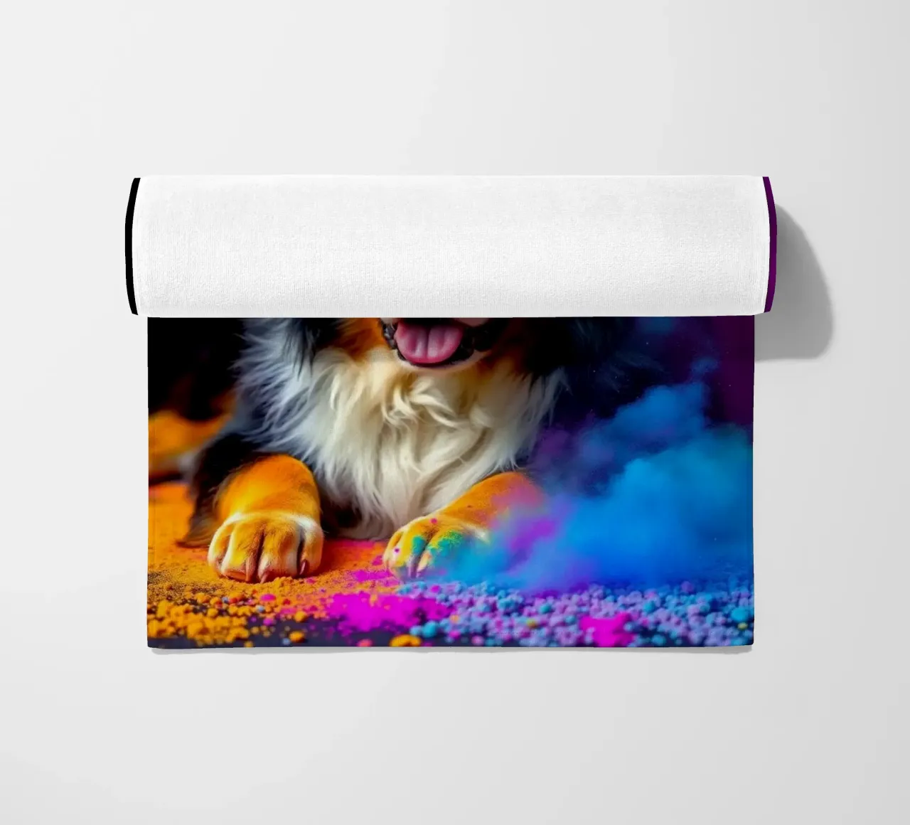The colorful Bernese Mountain Dog #71 beach towel by Yumis.Beargang.and.Me