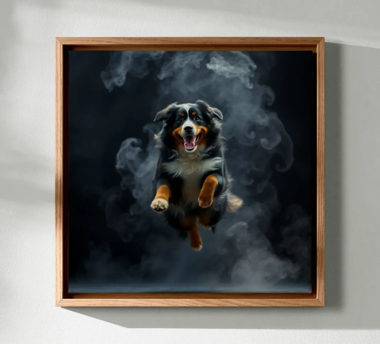 The colorful Bernese Mountain Dog #74 canvas with Floater frame by Yumis.Beargang.and.Me