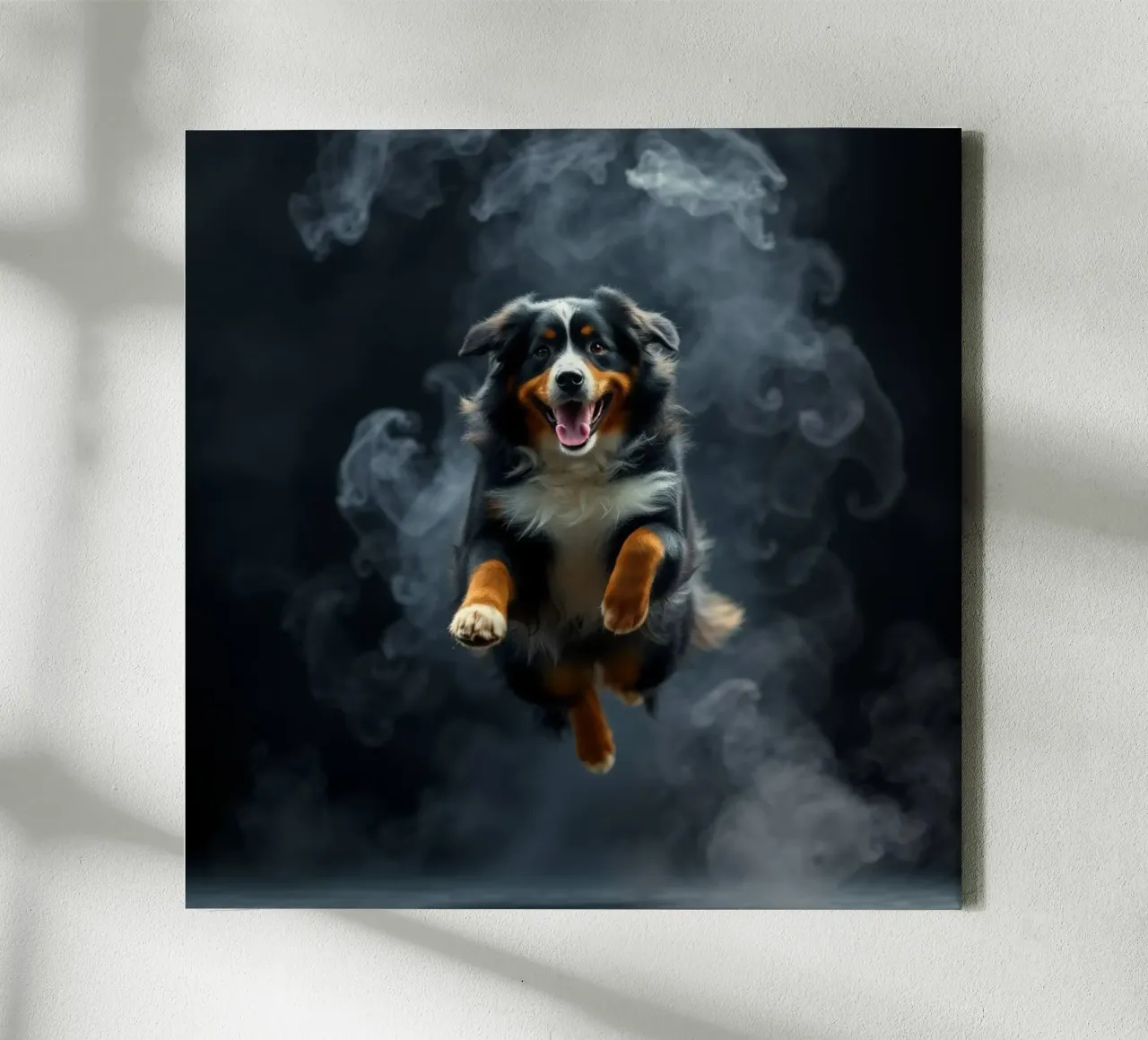 The colorful Bernese Mountain Dog #74 canvas with Floater frame by Yumis.Beargang.and.Me