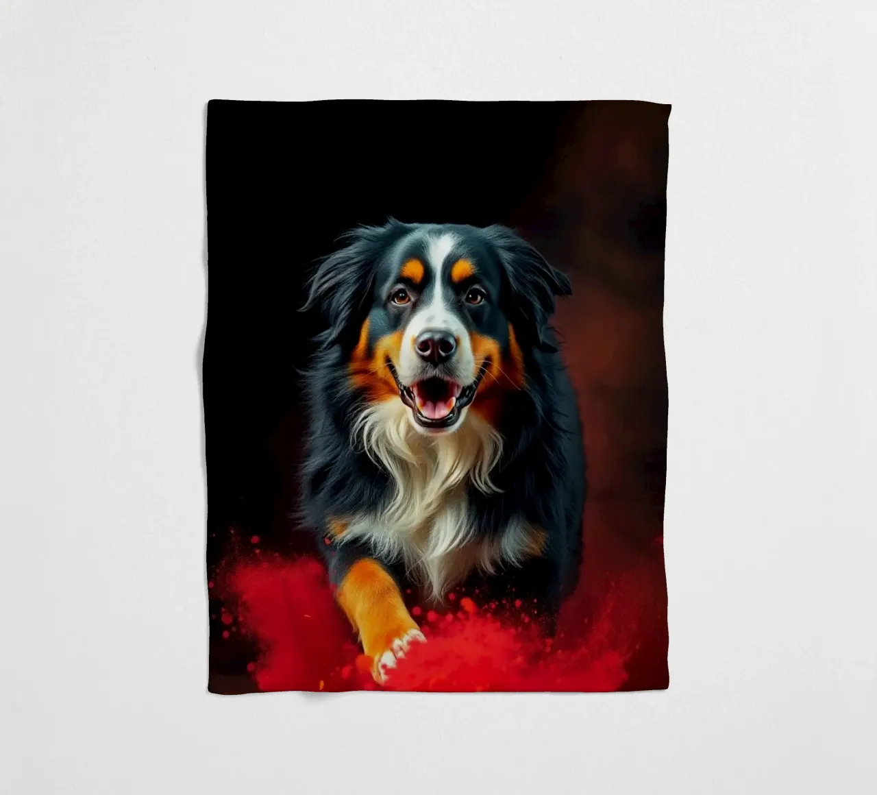 The colorful Bernese Mountain Dog #76 fleece blanket by Yumis.Beargang.and.Me