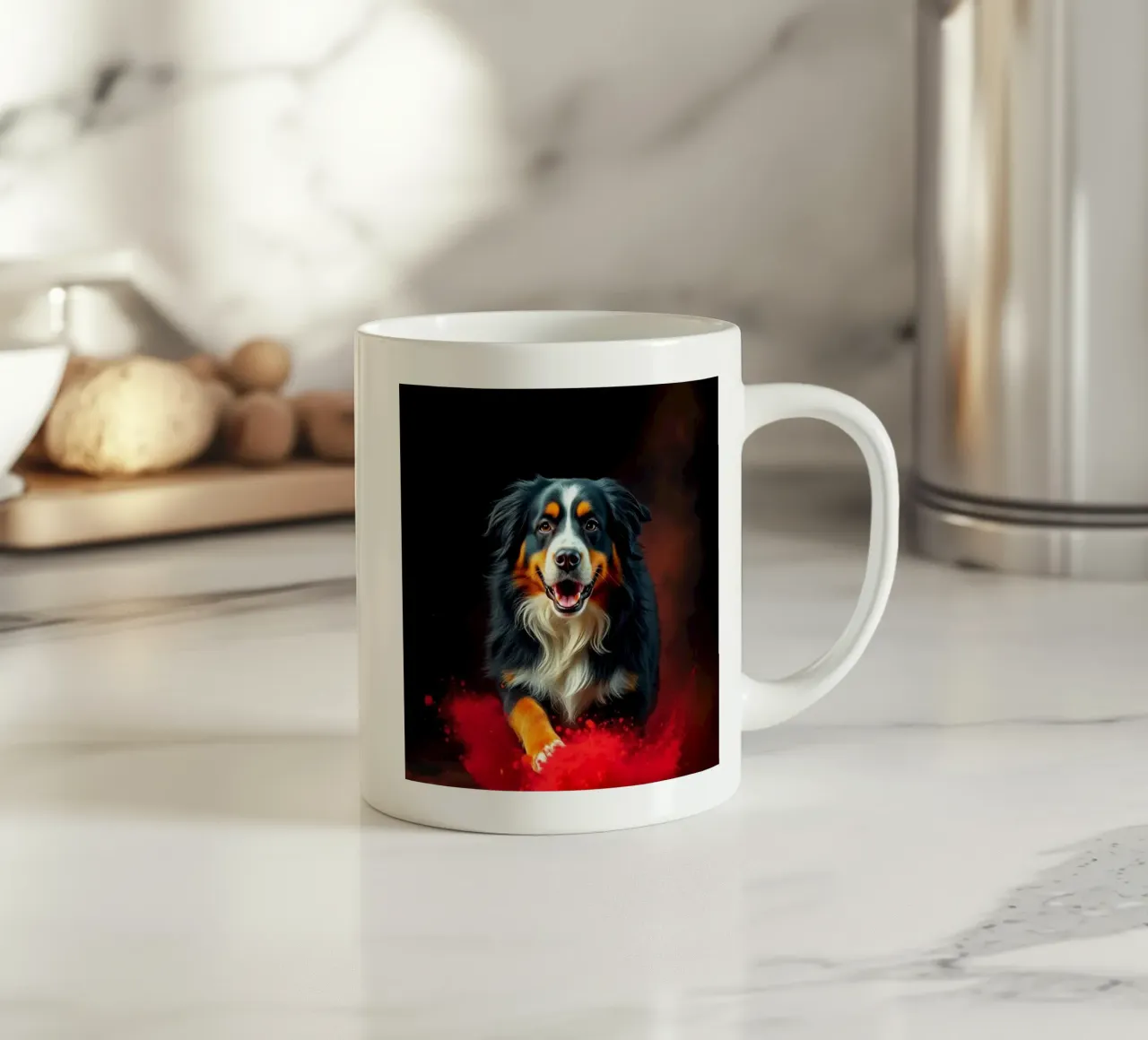 The colorful Bernese Mountain Dog #76 ceramic mug by Yumis.Beargang.and.Me