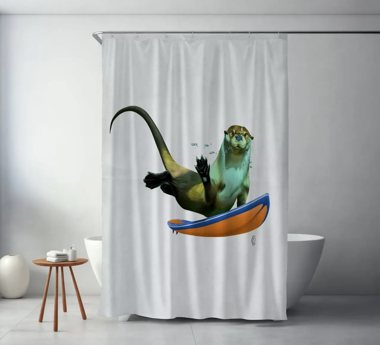 Otterly (Wordless) shower curtain by Rob Art | Illustration