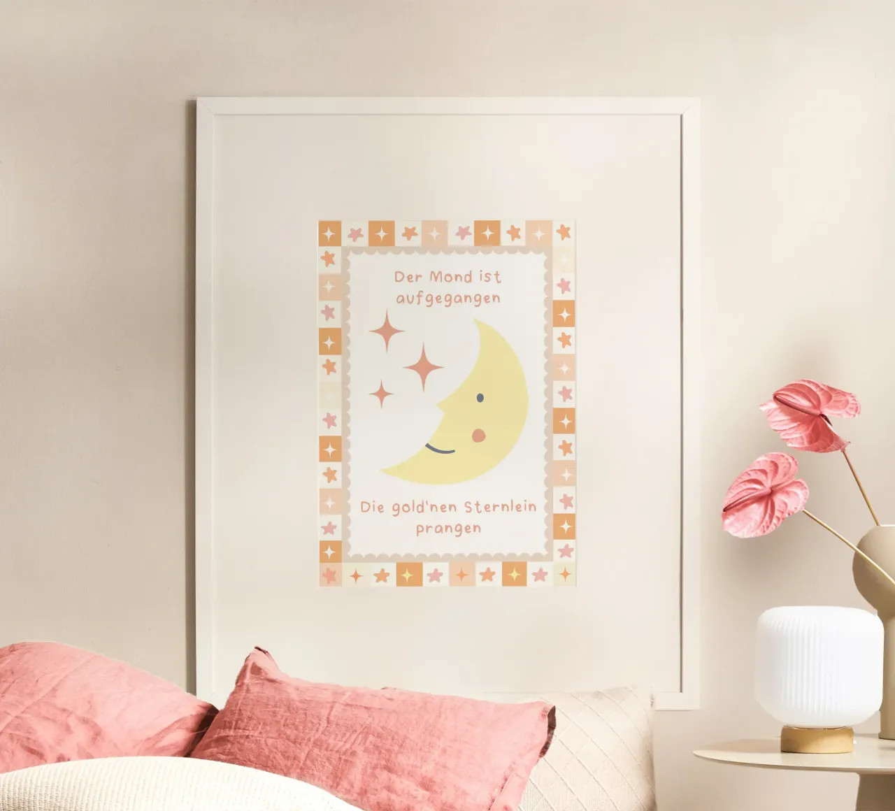 La lune s'est levée, Nursery Rhyme, Children's Print poster de SunshinePrints