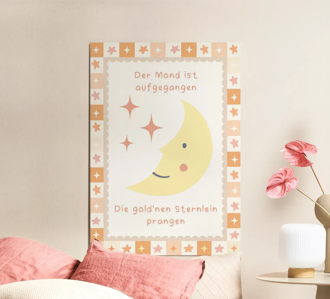 La lune s'est levée, Nursery Rhyme, Children's Print poster de SunshinePrints