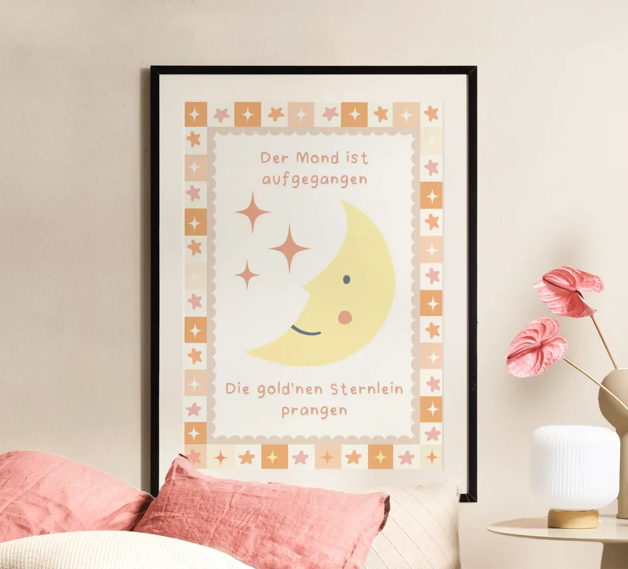 La lune s'est levée, Nursery Rhyme, Children's Print poster de SunshinePrints