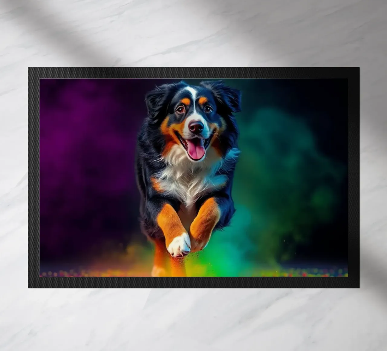 The colorful Bernese Mountain Dog #77 doormat by Yumis.Beargang.and.Me
