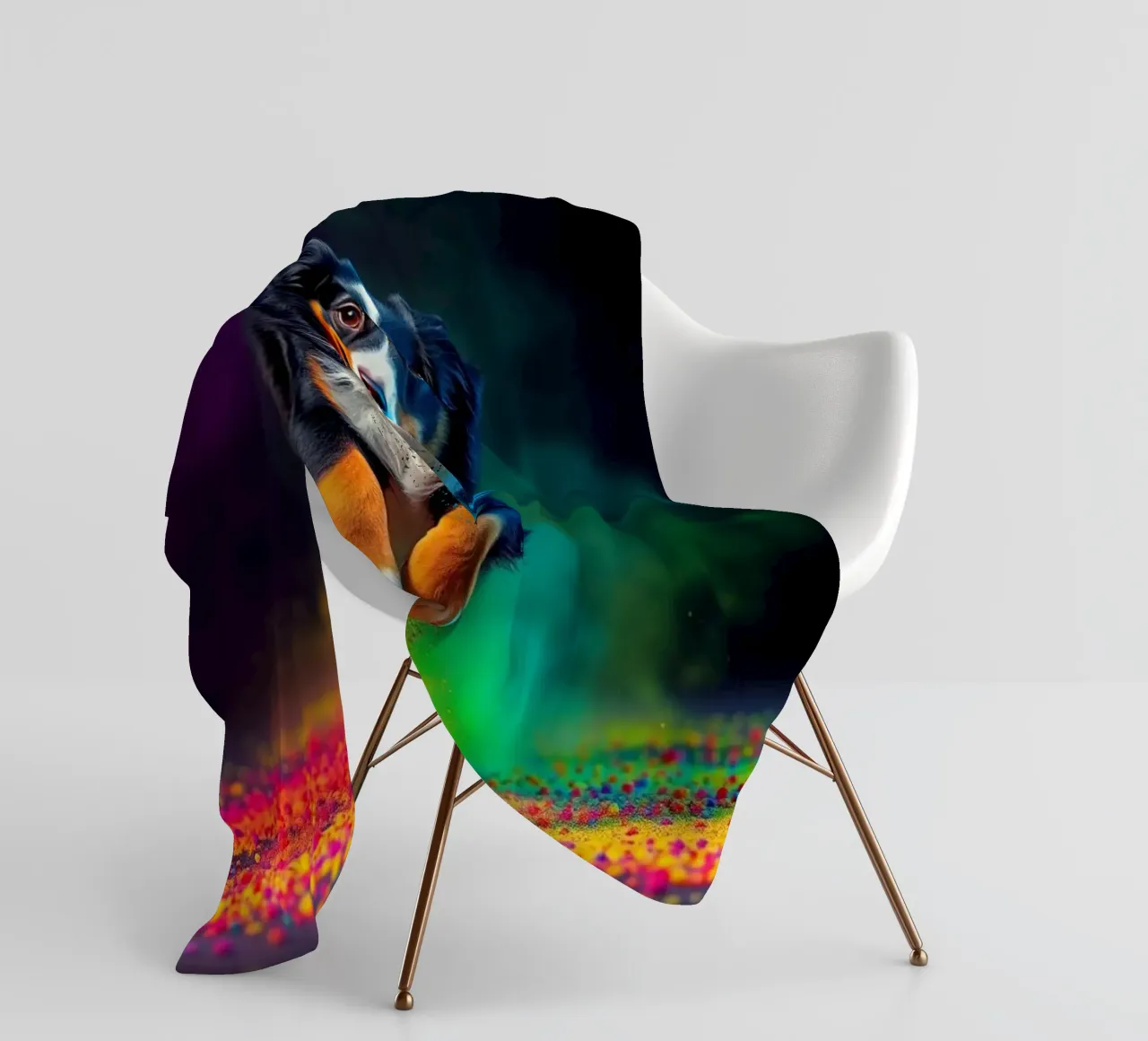 The colorful Bernese Mountain Dog #77 fleece blanket by Yumis.Beargang.and.Me