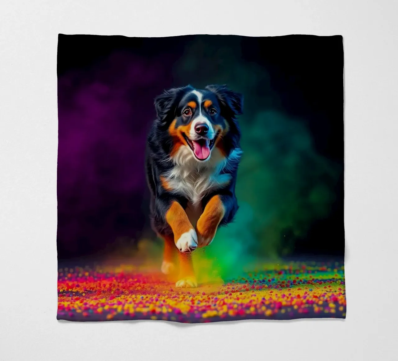 The colorful Bernese Mountain Dog #77 fleece blanket by Yumis.Beargang.and.Me
