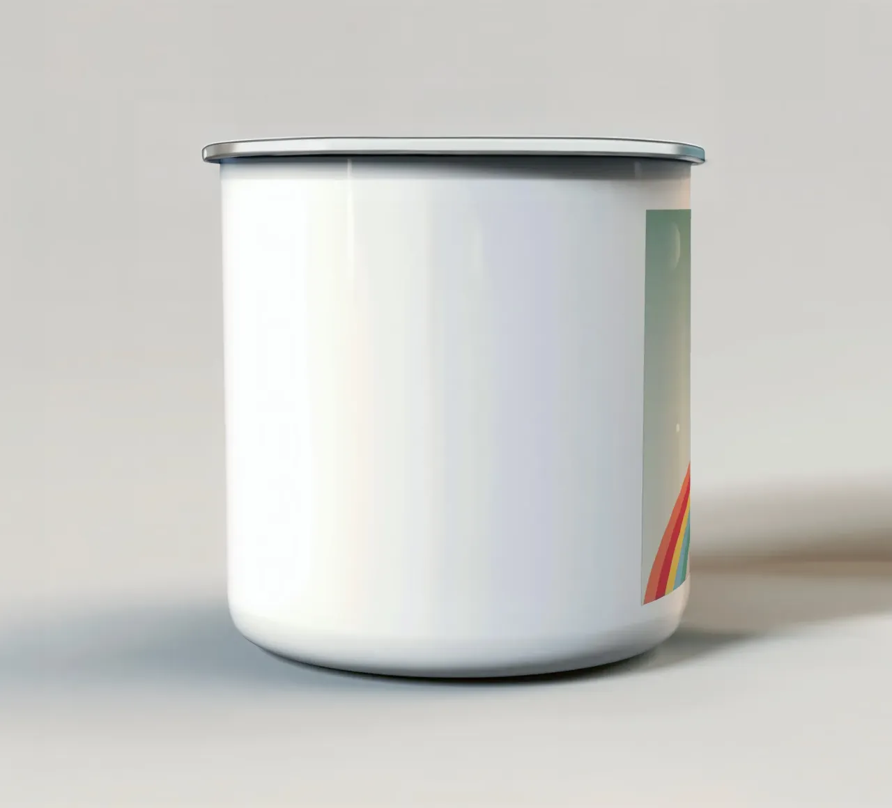 Topo allegro con ombrello su arcobaleno - motivo giocoso tazza in smalto da namosh