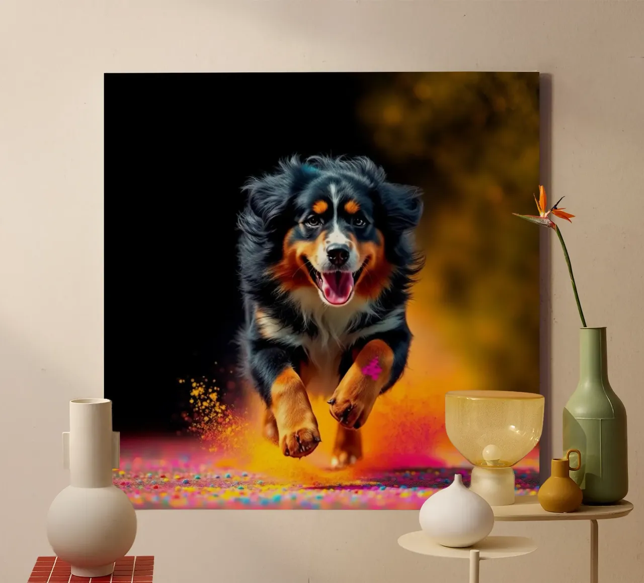 The colorful Bernese Mountain Dog #79 canvas by Yumis.Beargang.and.Me