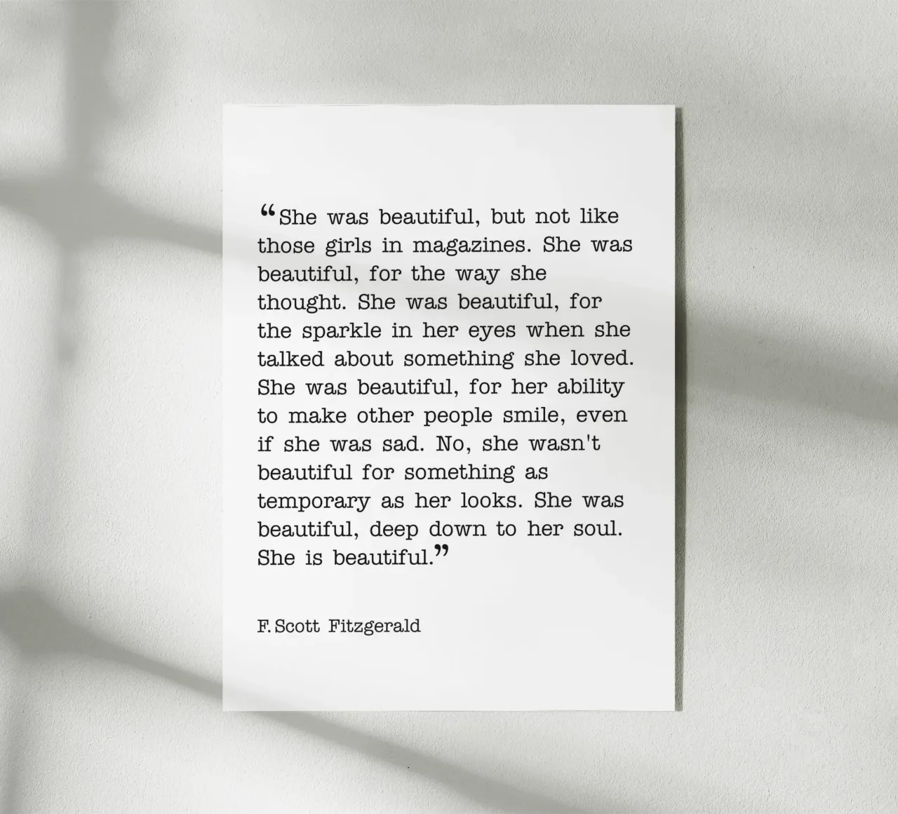 Lei era bellissima F.Scott Fitzgerald plexiglass da Paigaam Studio