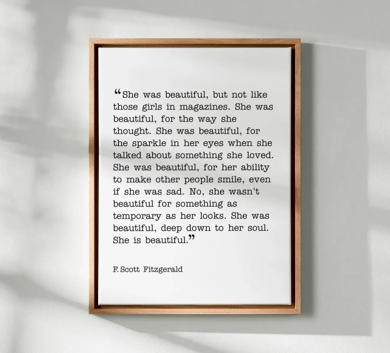 Ze was mooi F.Scott Fitzgerald canvas met Baklijst van Paigaam Studio