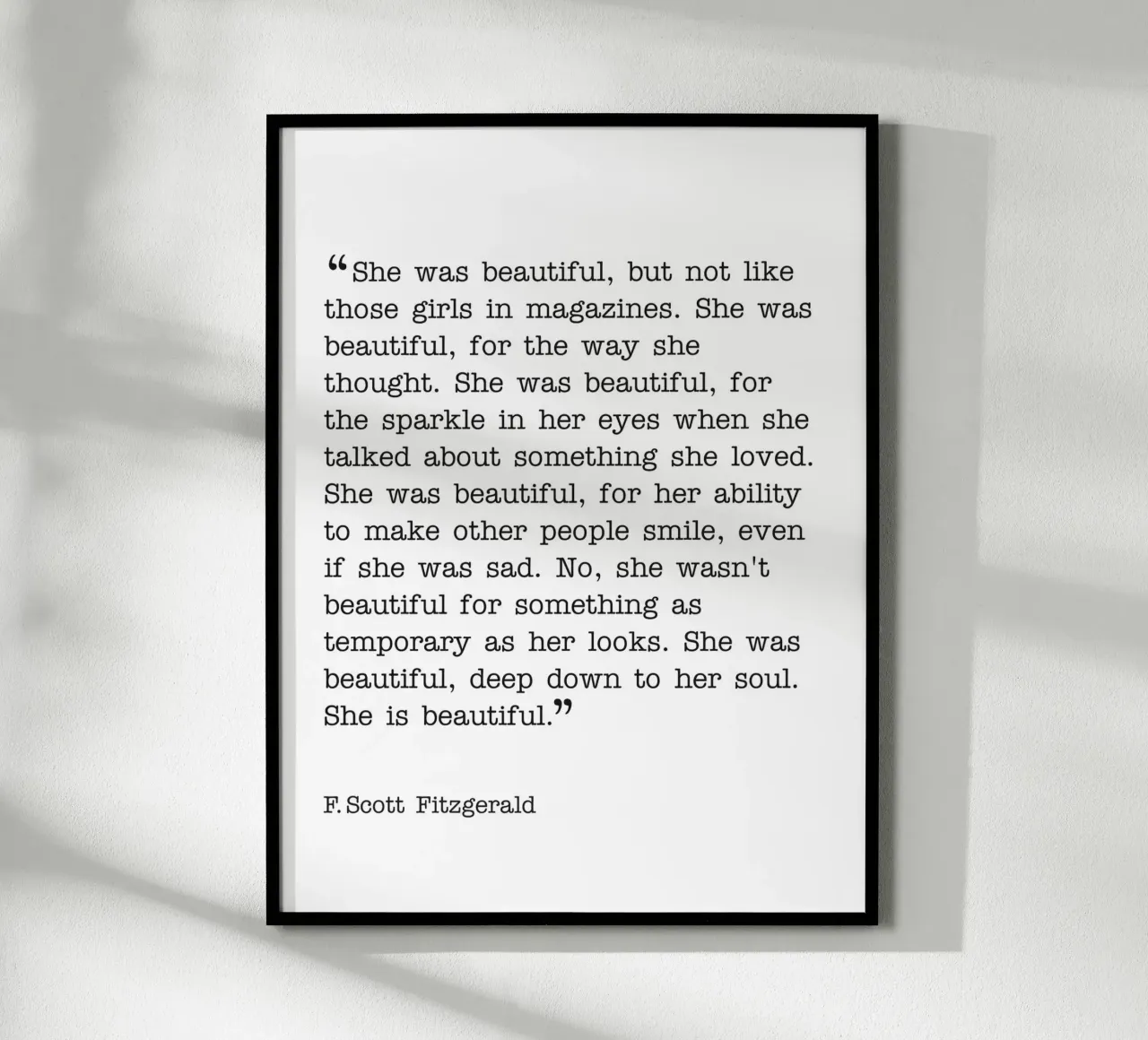 Ze was mooi F.Scott Fitzgerald poster met kunststof frame van Paigaam Studio