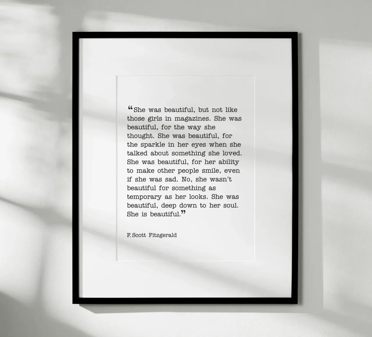 Ze was mooi F.Scott Fitzgerald poster met kunststof frame van Paigaam Studio