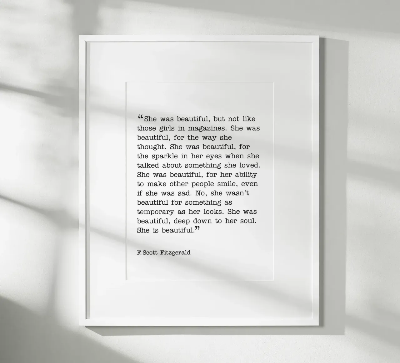 Ze was mooi F.Scott Fitzgerald poster met kunststof frame van Paigaam Studio