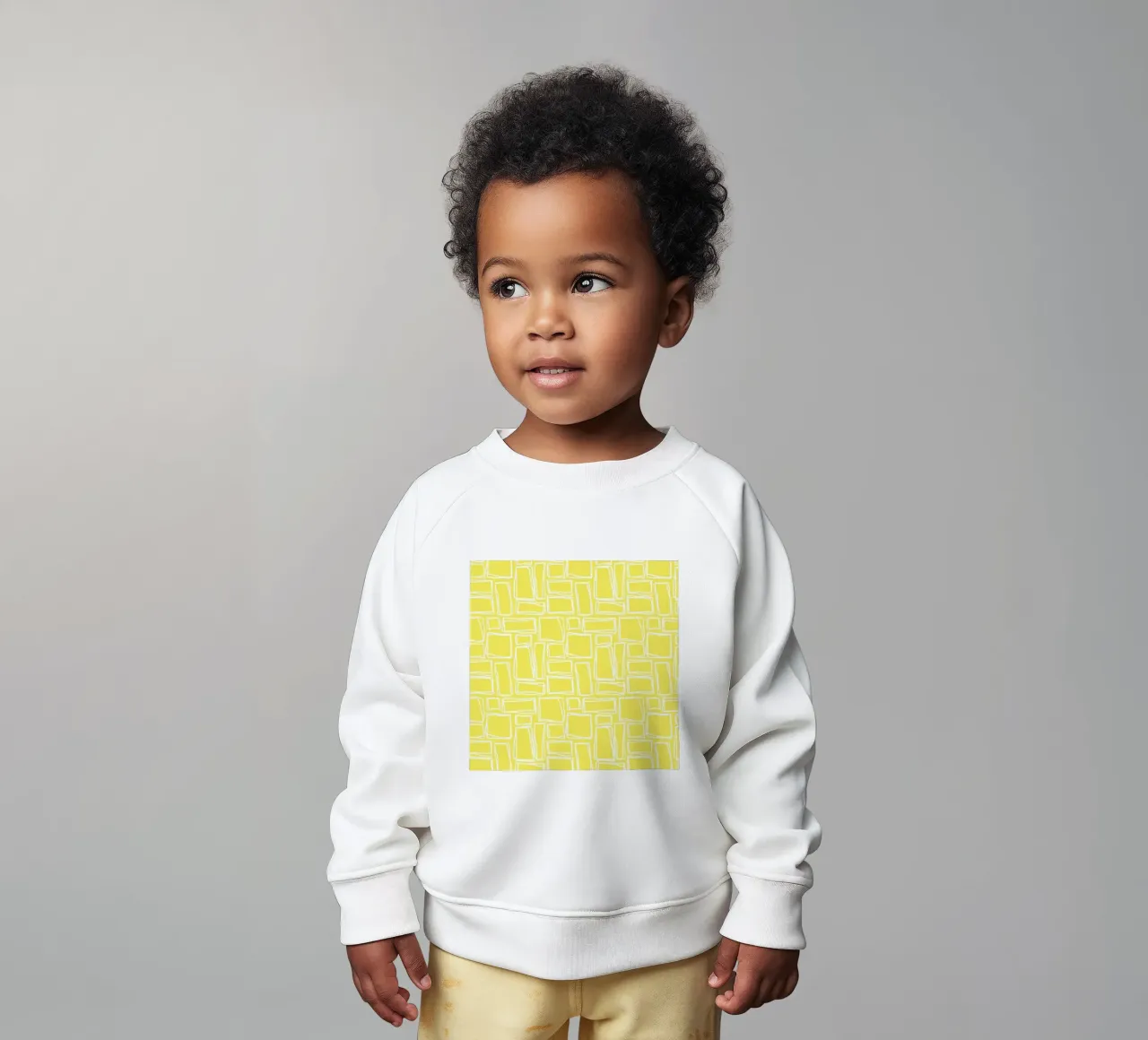 Quadrati Doodle in giallo sole felpa neonato da Happy Littles