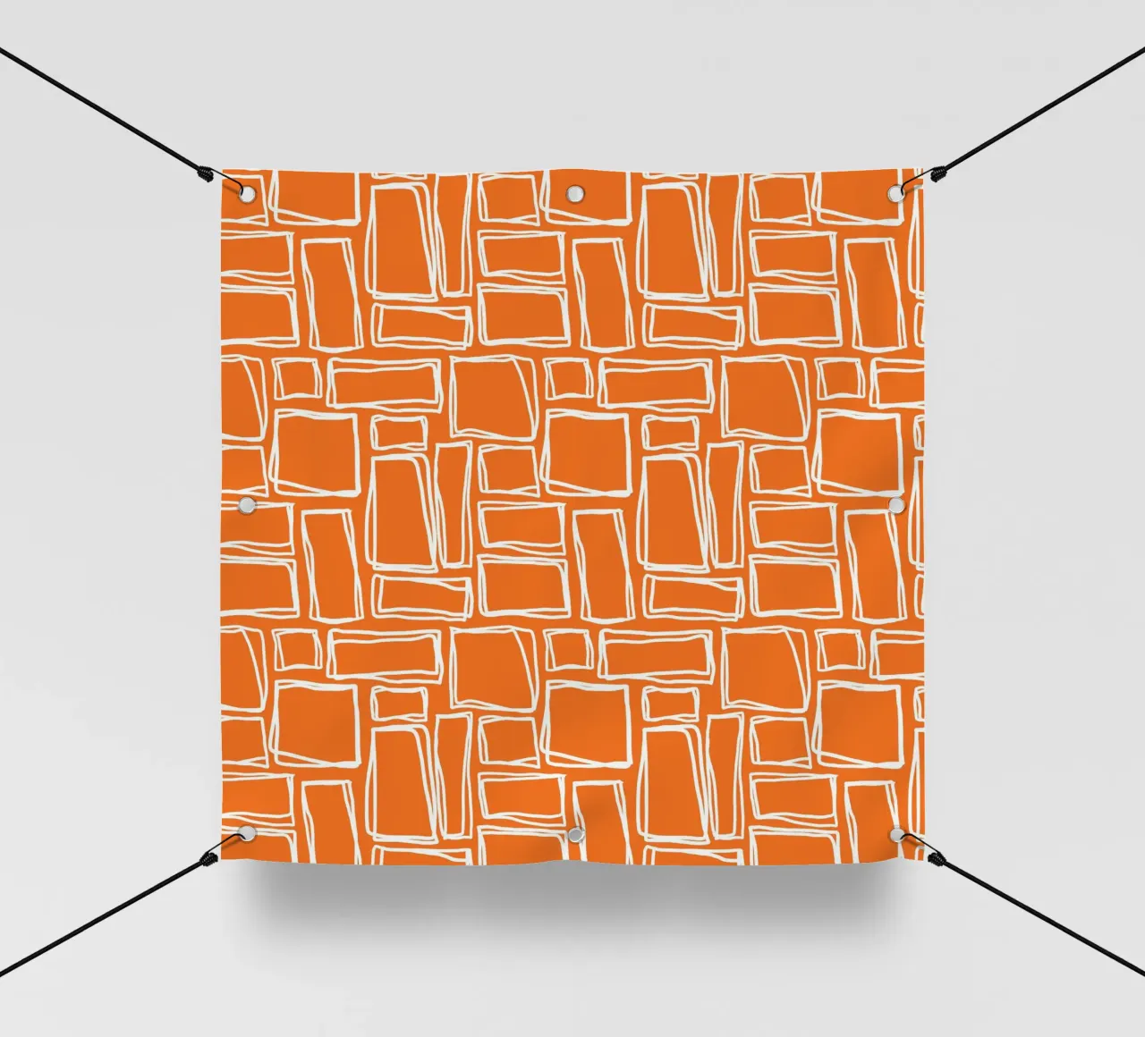 Doodle Squares in Tangerine Orange pvc cover by Happy Littles