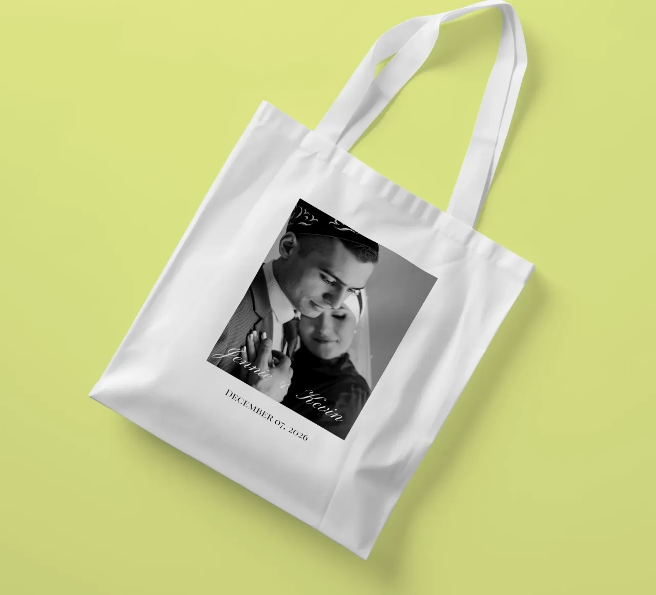 Monochrome Hochzeit Personalisierung Jutebeutel von NEWEST CUSTOM SHOP