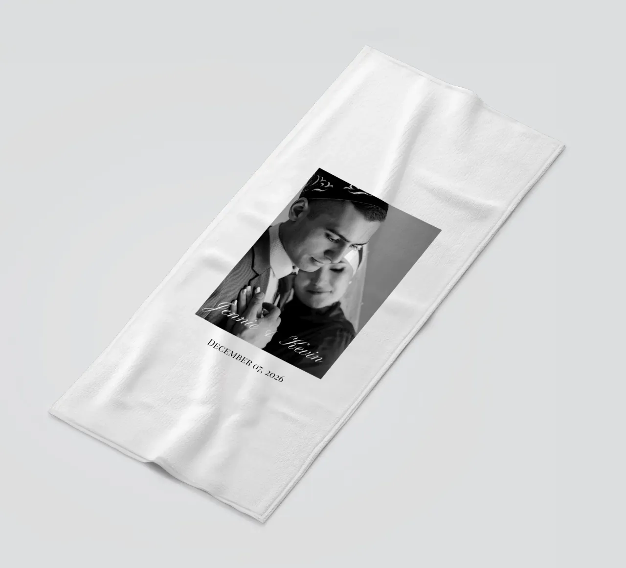 Monochrome Wedding Personalization beach towel by NEWEST CUSTOM SHOP