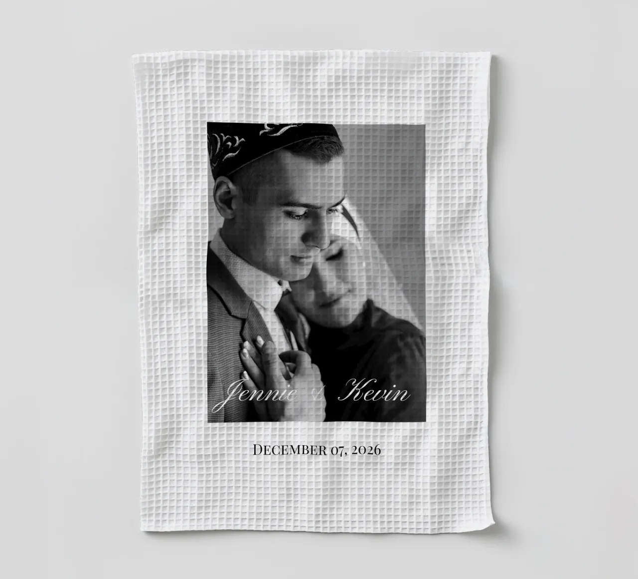 Personalización de boda monocroma paño de cocina de NEWEST CUSTOM SHOP