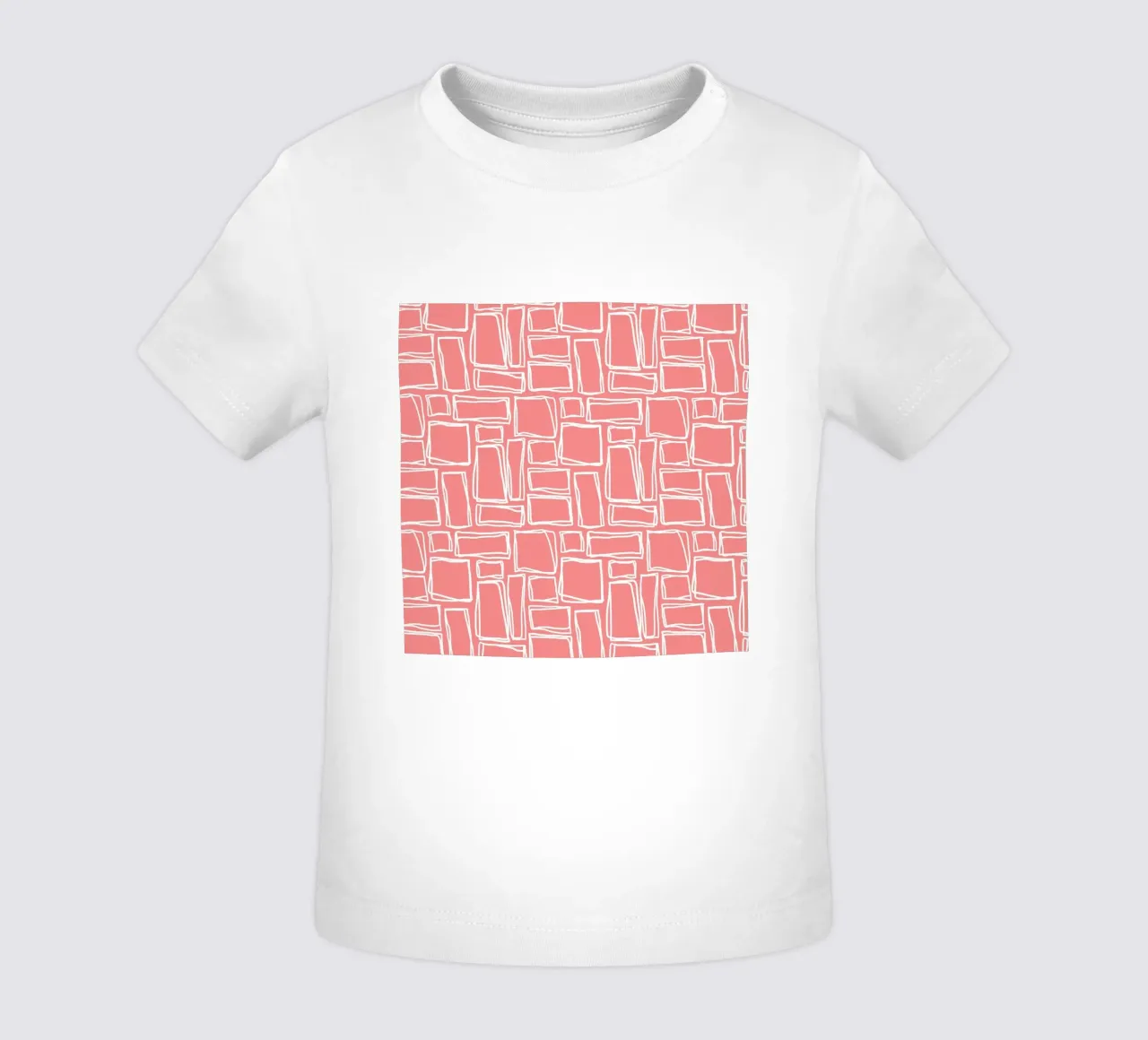 Doodle Squares in Coral Blush baby t-shirt by Happy Littles
