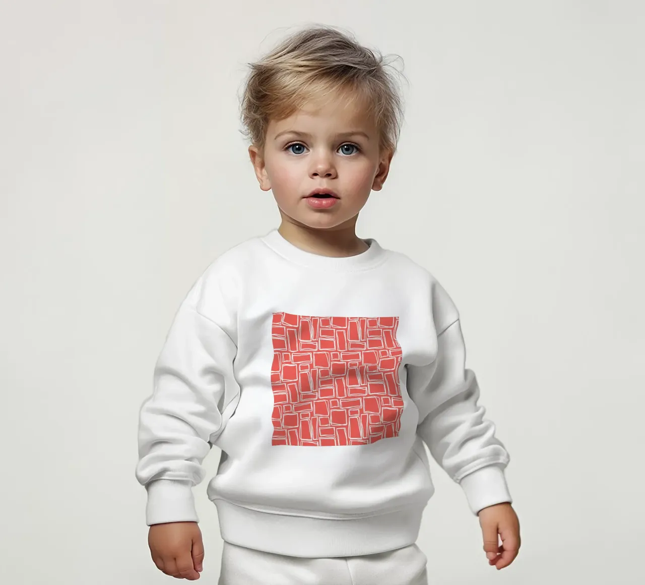 Quadrati Doodle in rosso papavero felpa neonato da Happy Littles