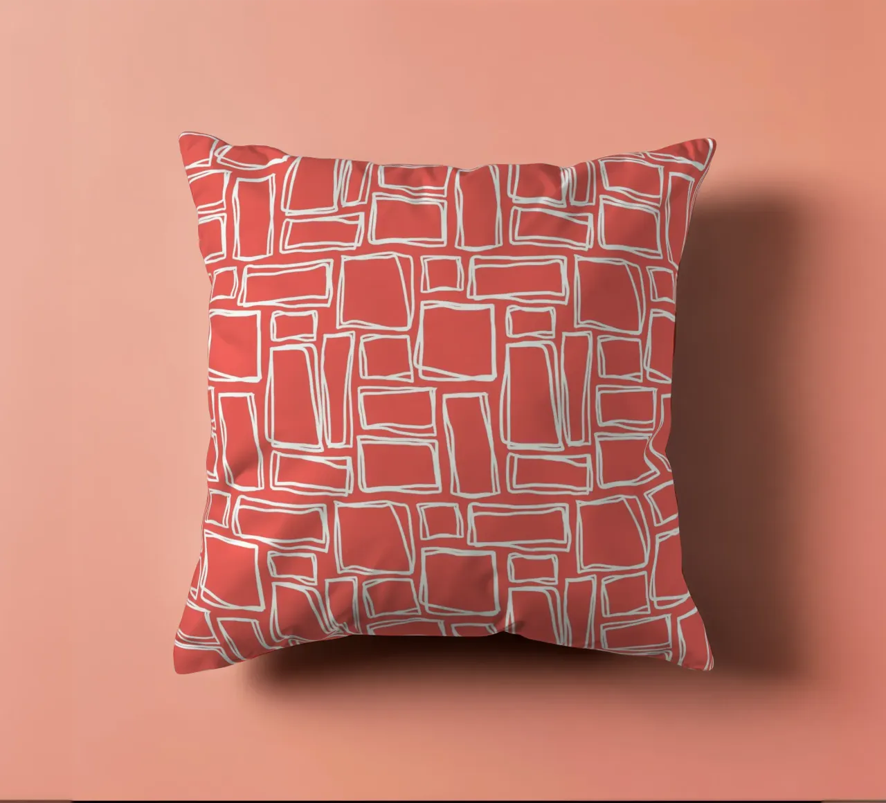Quadrati Doodle in rosso papavero cuscino da Happy Littles