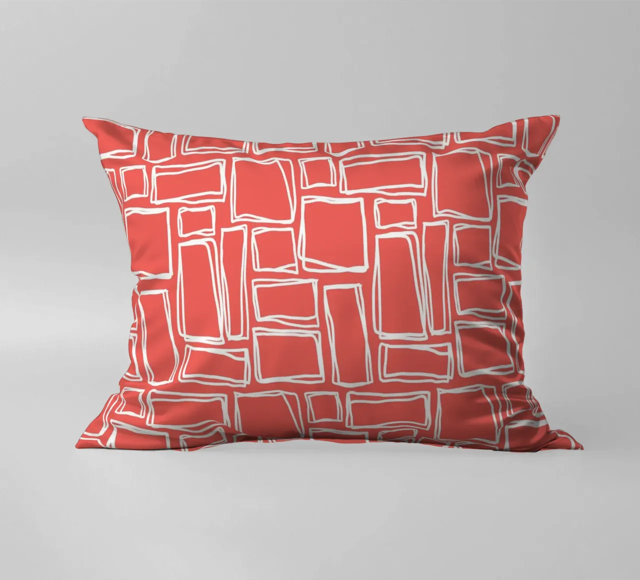 Quadrati Doodle in rosso papavero cuscino da Happy Littles