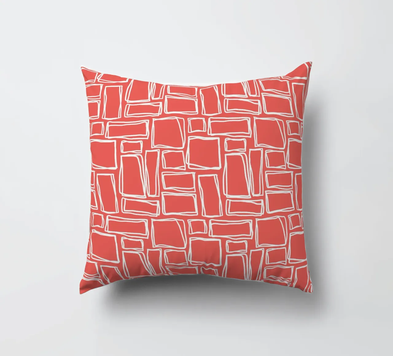 Quadrati Doodle in rosso papavero cuscino da Happy Littles