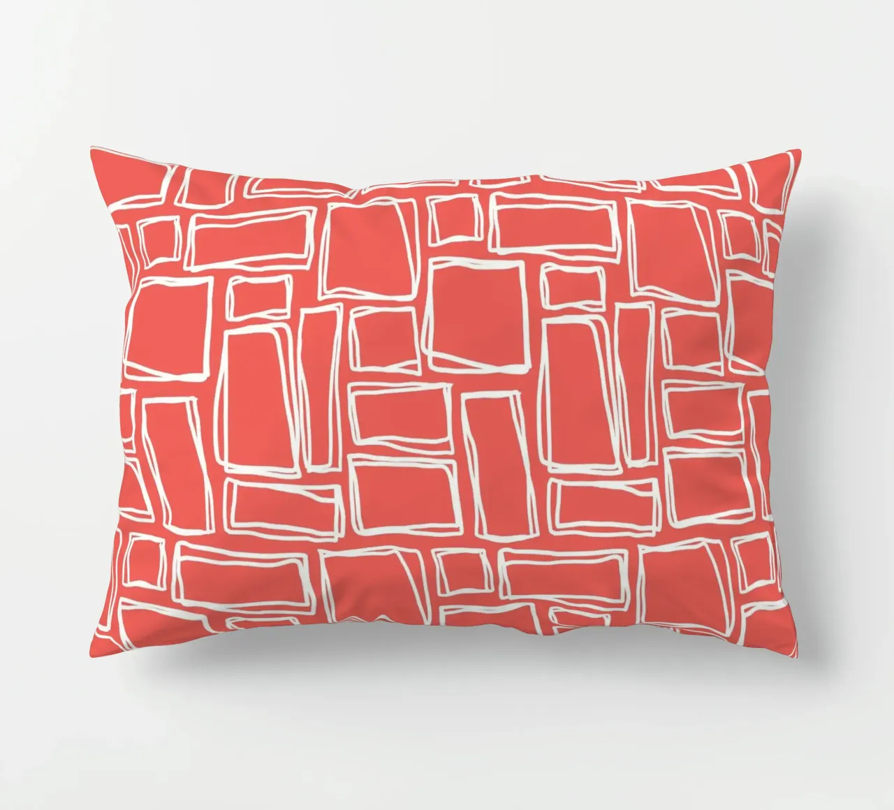 Quadrati Doodle in rosso papavero cuscino da Happy Littles