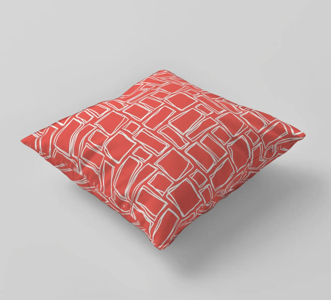 Quadrati Doodle in rosso papavero cuscino da Happy Littles