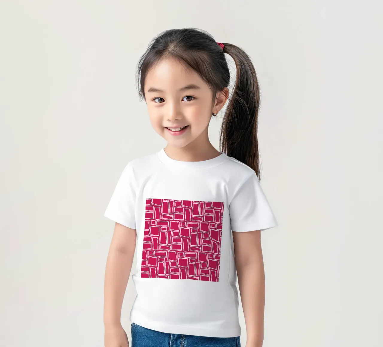 Doodle Squares in Scarlet Red kids t-shirt by Happy Littles