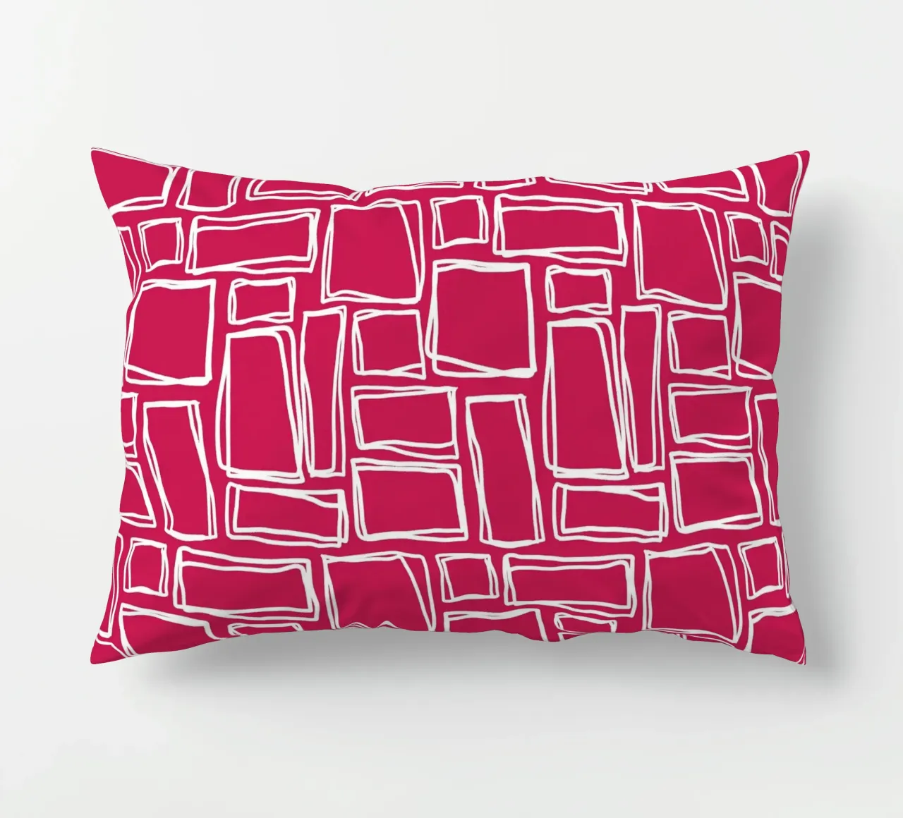 Doodle-Quadrate in Scharlachrot Kissen von Happy Littles