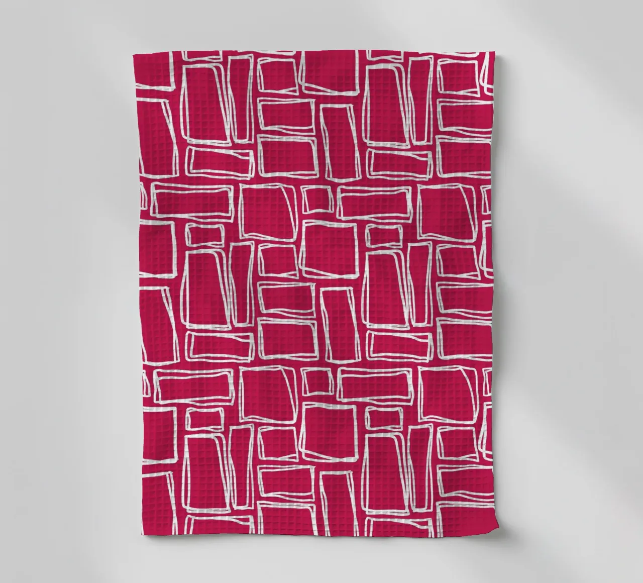 Quadrati Doodle in rosso scarlatto canovaccio da cucina da Happy Littles
