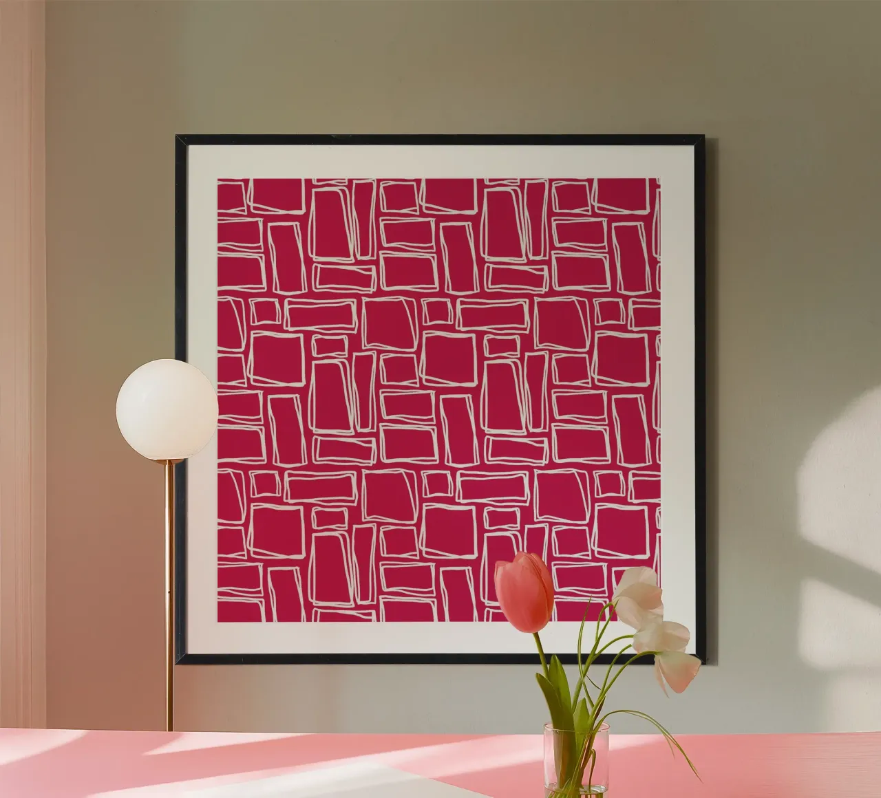 Doodle Squares in Scharlakenrood hahnemühle van Happy Littles