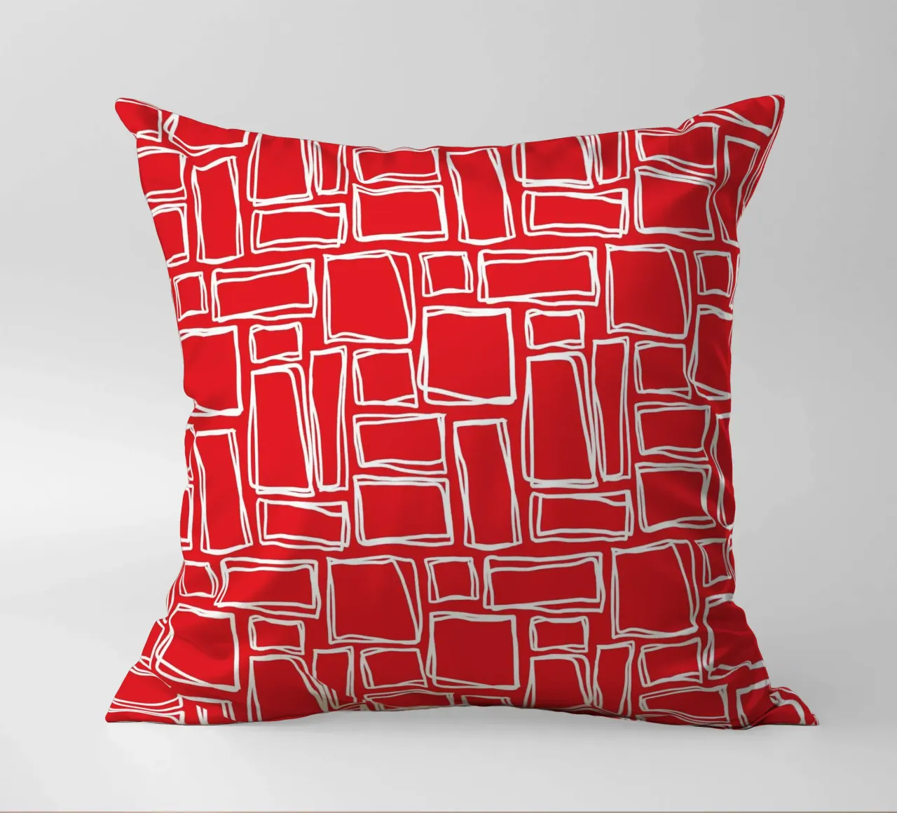 Quadrati Doodle in rosso ciliegia cuscino da Happy Littles