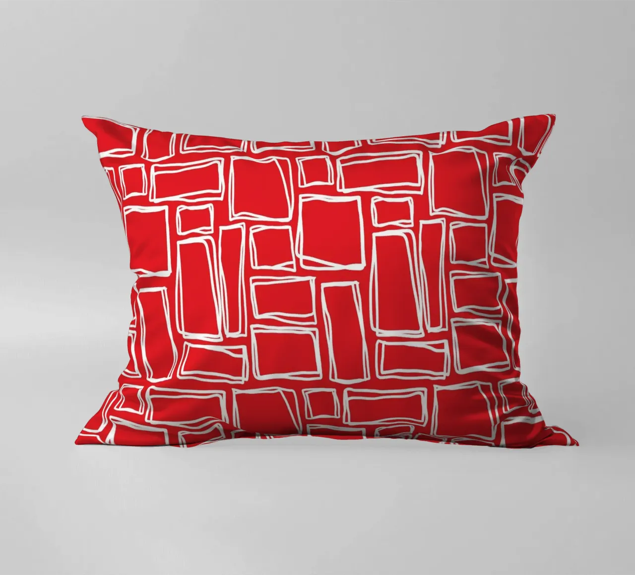 Quadrati Doodle in rosso ciliegia cuscino da Happy Littles