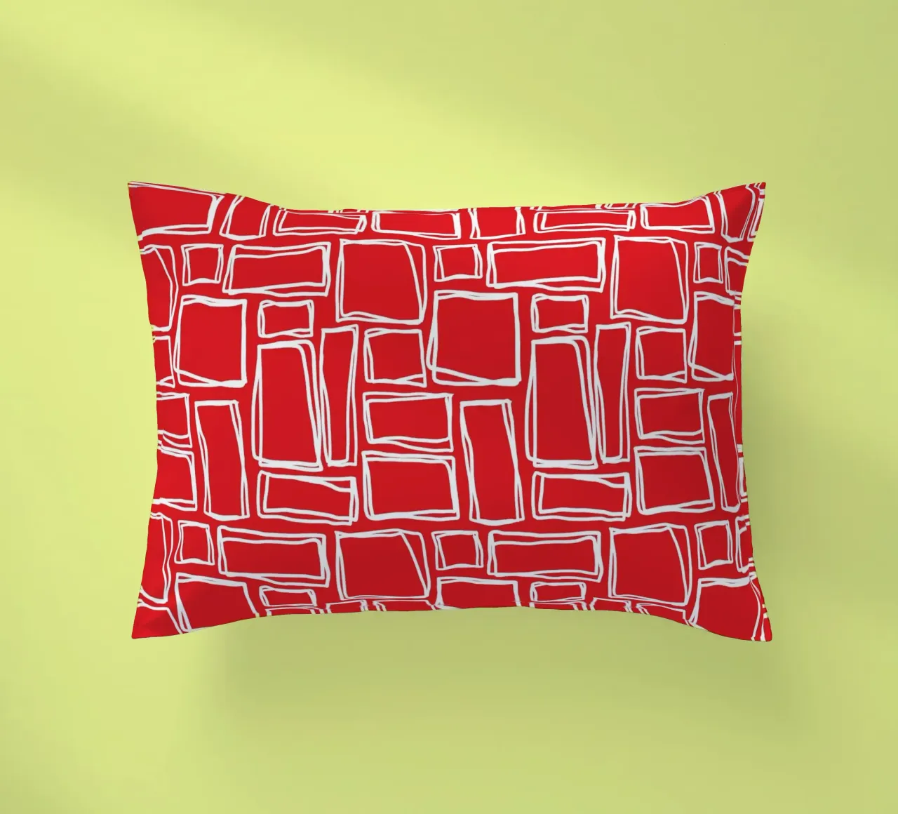 Quadrati Doodle in rosso ciliegia cuscino da Happy Littles