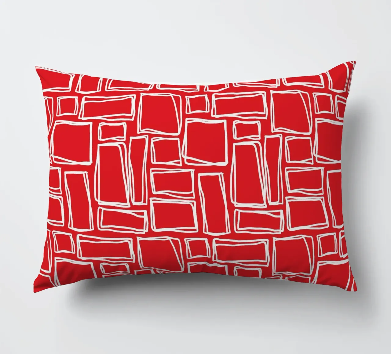 Quadrati Doodle in rosso ciliegia cuscino da Happy Littles