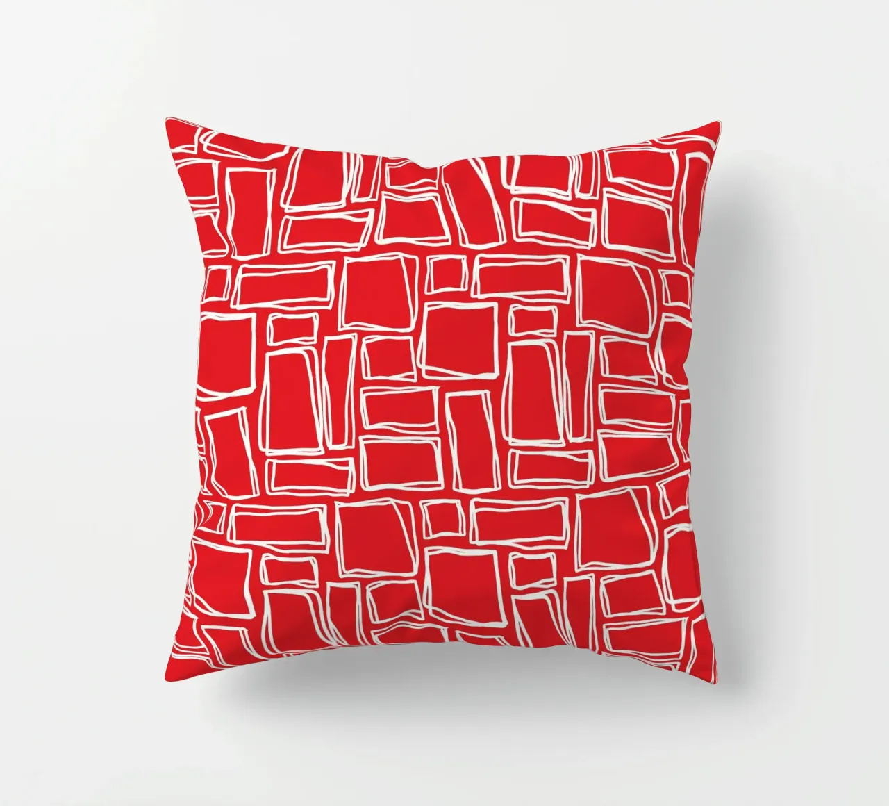 Quadrati Doodle in rosso ciliegia cuscino da Happy Littles