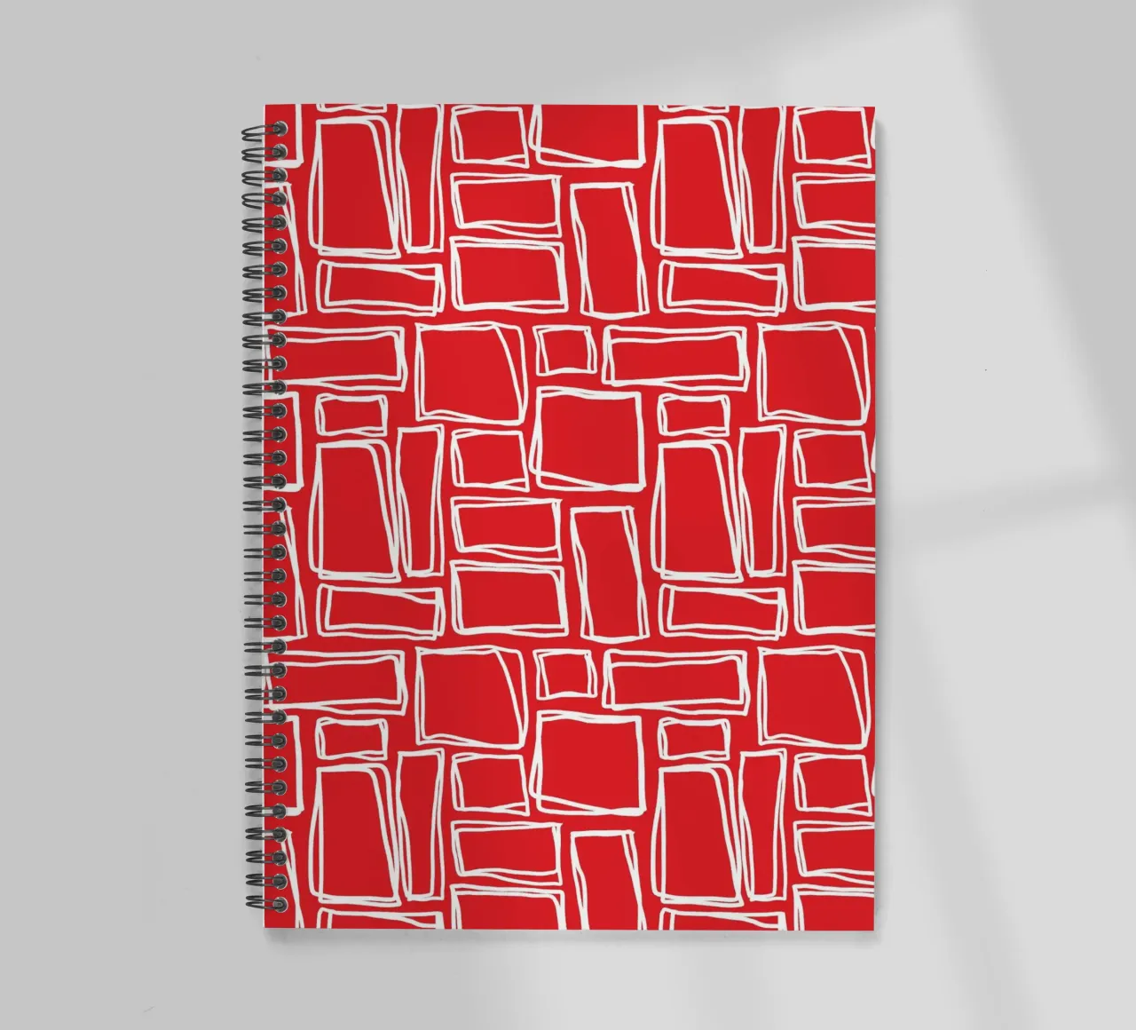 Doodle Squares in Cherry Red spiral notebook by Happy Littles