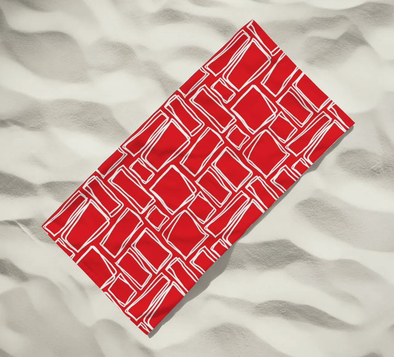 Quadrati Doodle in rosso ciliegia telo mare da Happy Littles