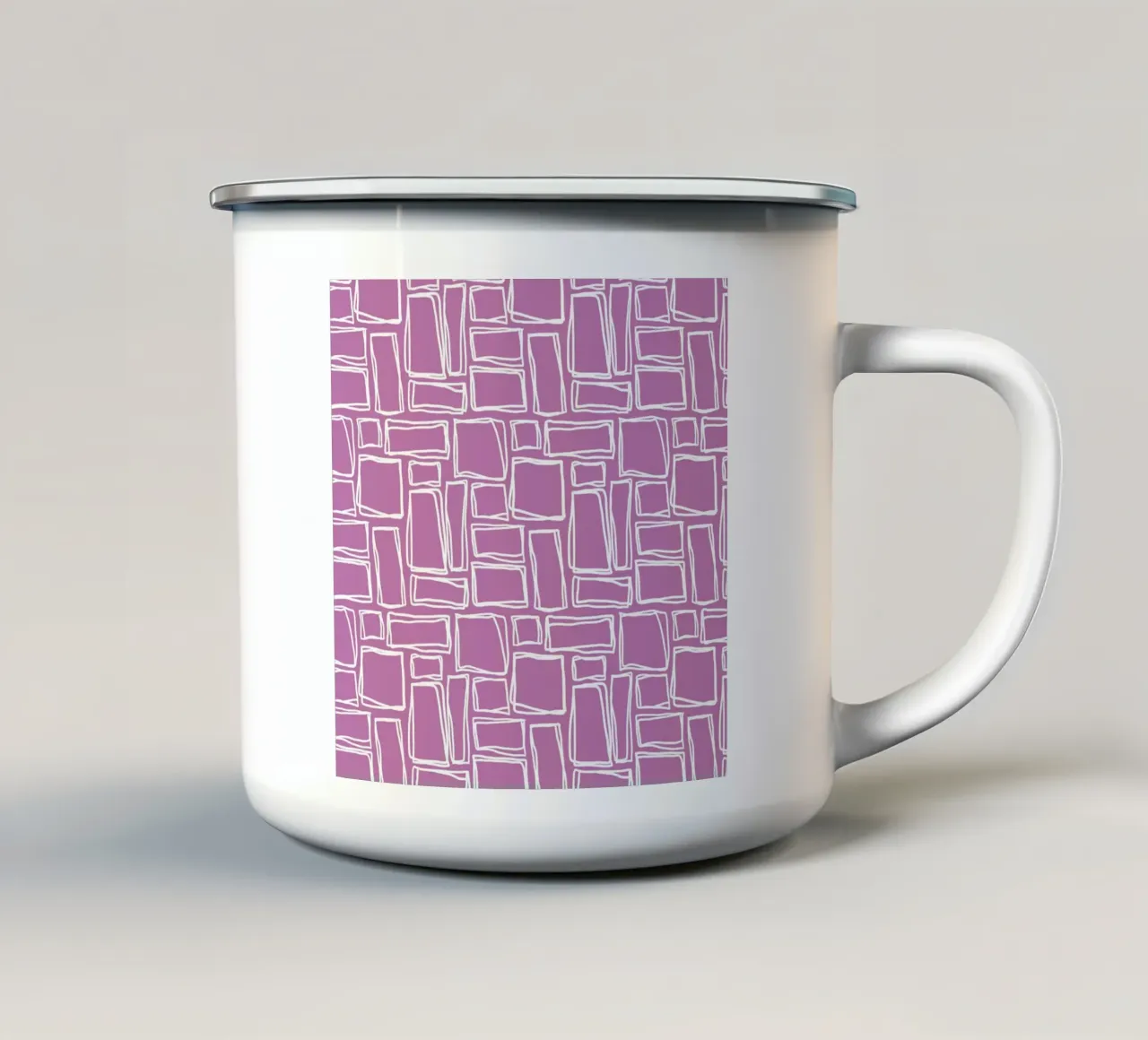 Quadrati Doodle in viola orchidea tazza in smalto da Happy Littles