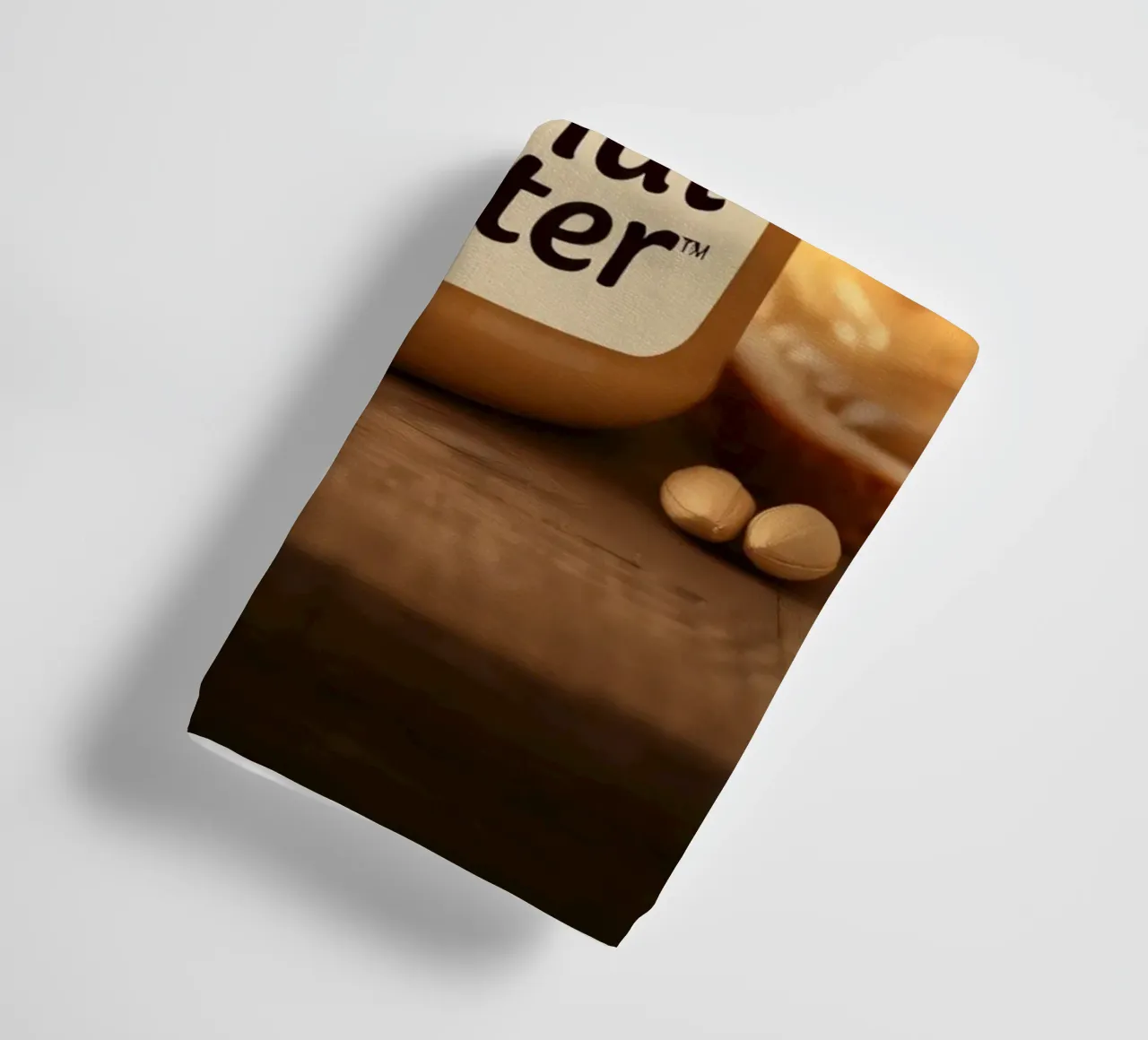 Delicious peanut butter jar with a spoon & slices of bread towel by DesignDoodle