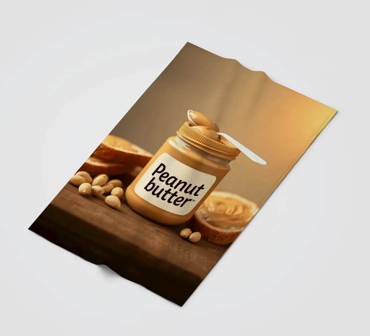 Delicious peanut butter jar with a spoon & slices of bread fleece blanket by DesignDoodle
