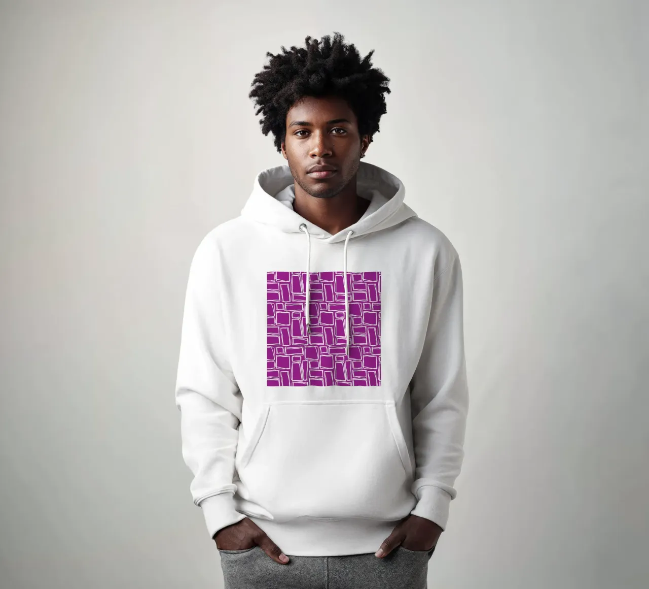 Quadrati Doodle in viola magenta felpa con cappuccio da Happy Littles